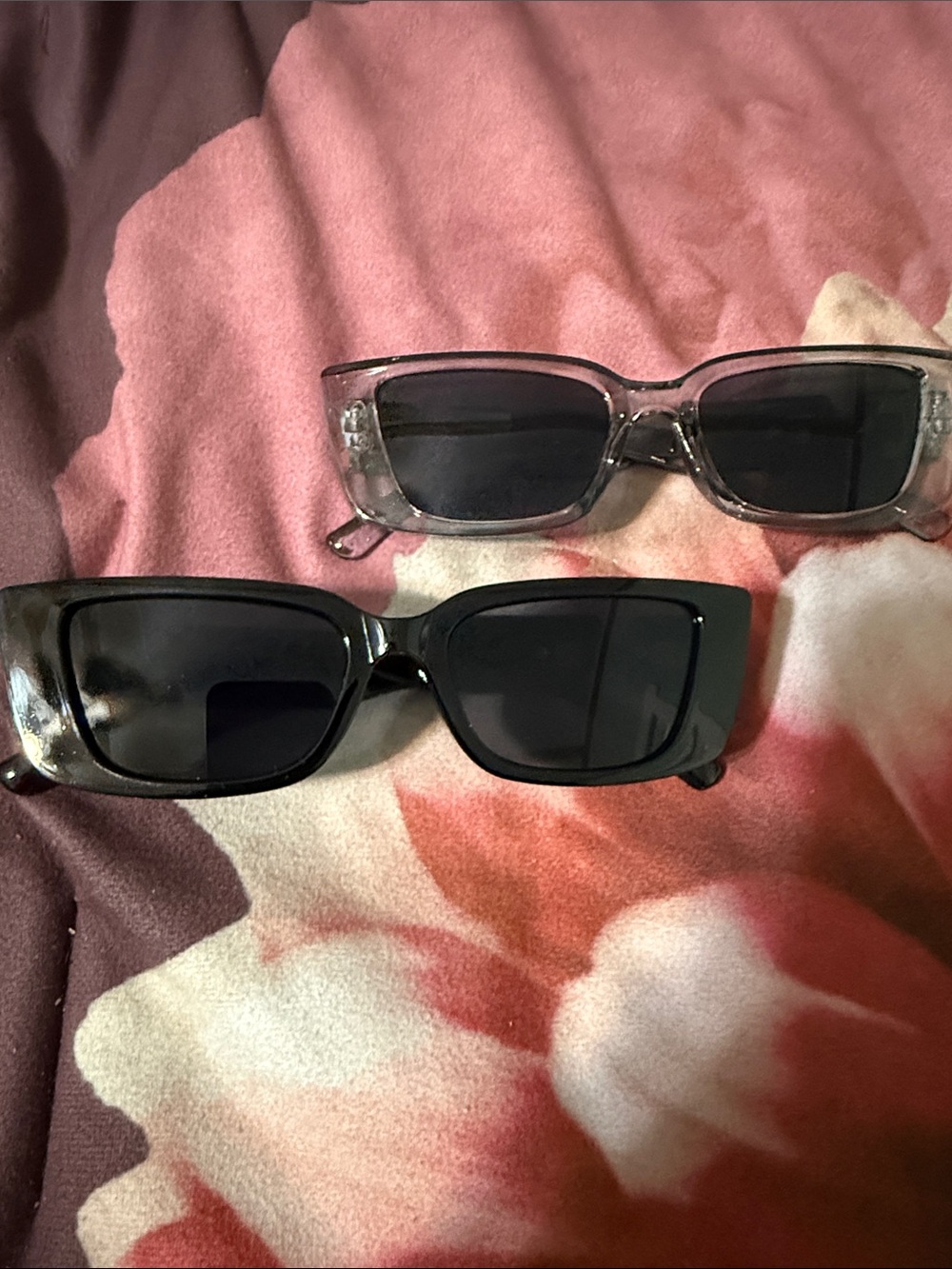 Pair of Retro Rectangle Sunglasses - Charcoal & Black Frames